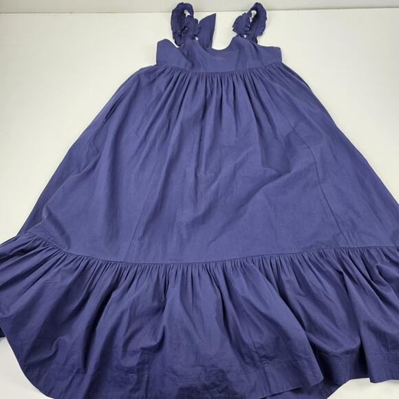 Free People Dress Womens Small Navy Maxi Ruffle Strap Tie Back Pockets OB1134716 - Picture 6 of 16